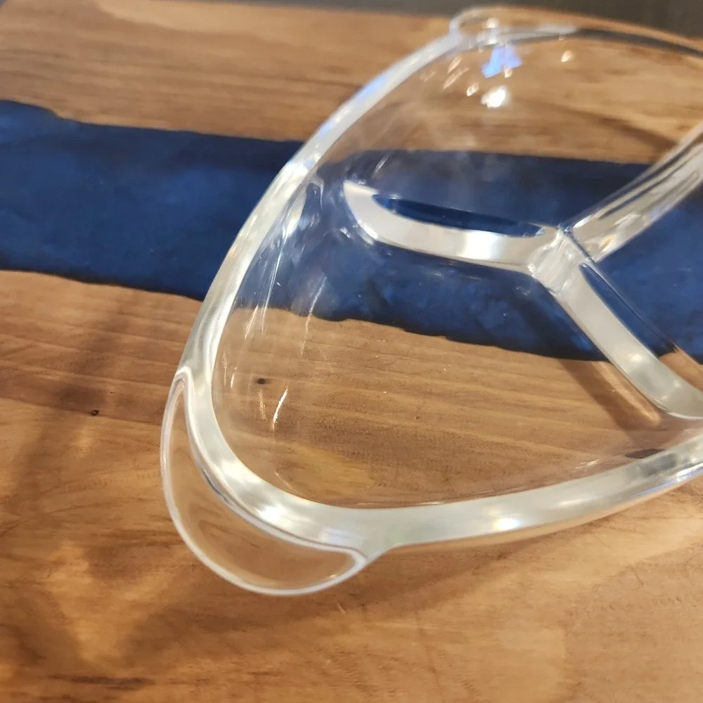 Vintage Mid-Century Modern Boomerang Divided Serving Relish Glass Dish Clear